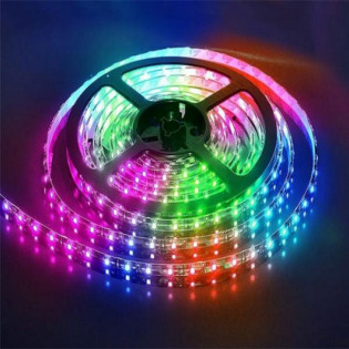 Лента светодиодная 12VDC 14.4W RGB 5050/60, IP65. Белое основание SPL-5050-60-65 RGB