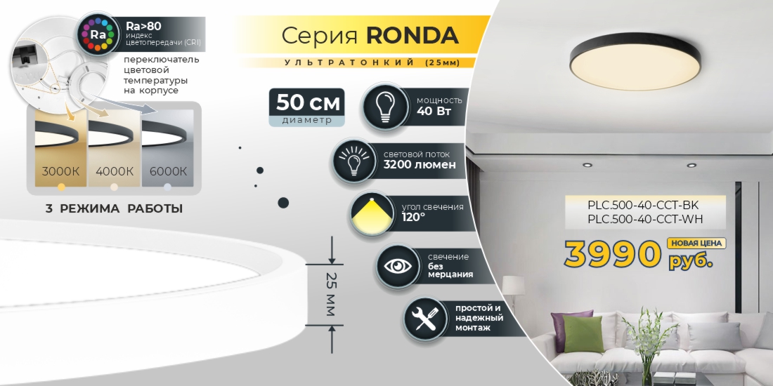 Светодиодные светильники серии Ronda по лучшей цене